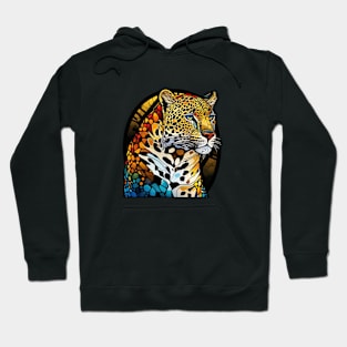 Panther Animal Portrait Stained Glass Wildlife Outdoors Adventure Hoodie